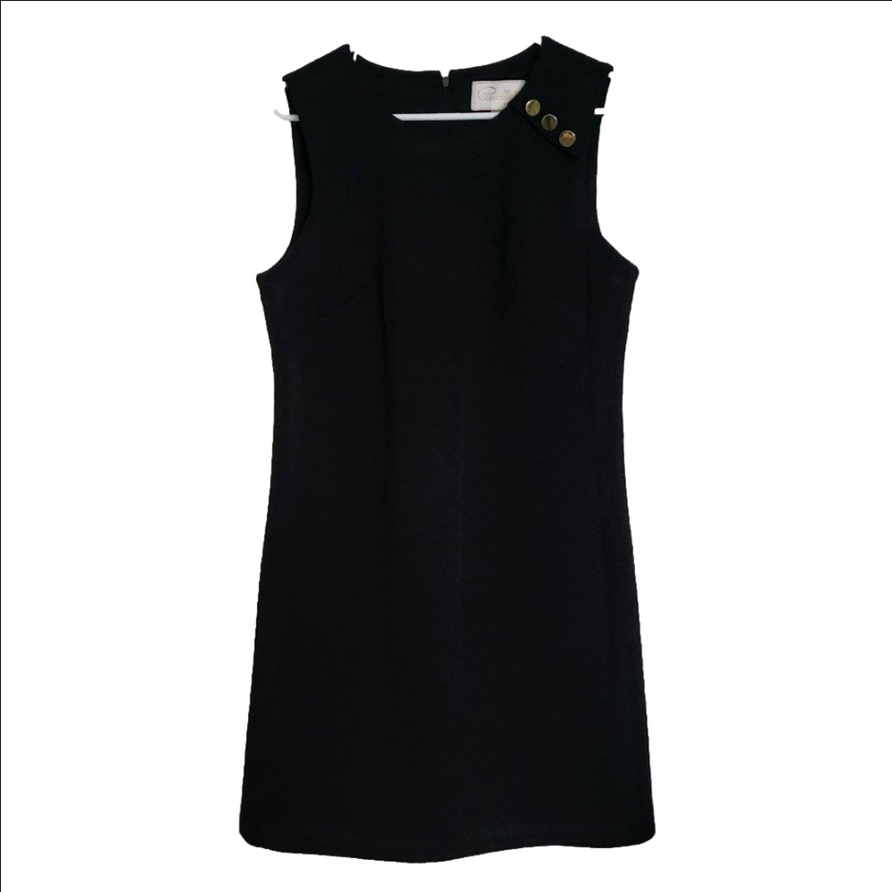 Pappagallo Black Midi Dress with Gold Buttons
